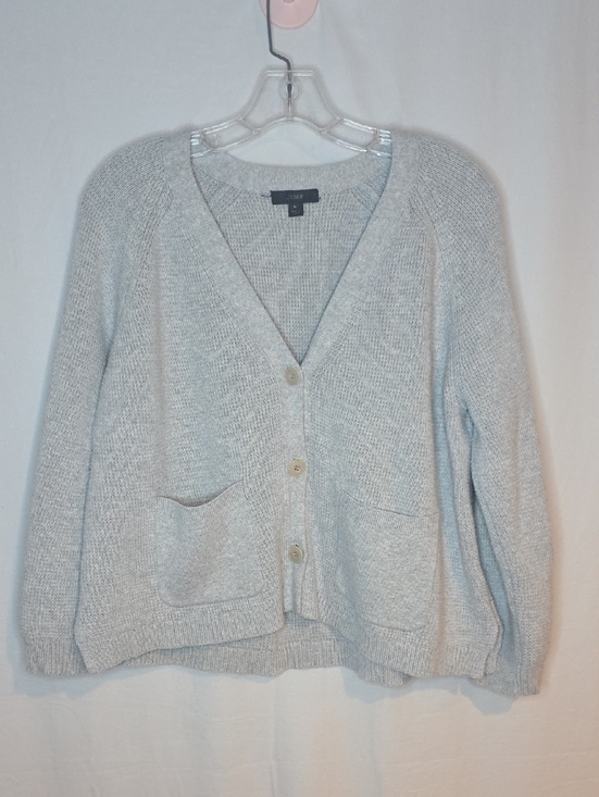 J. Crew Sweaters - J. Crew Light Gray V-Neck Button Front Pocket Cardigan